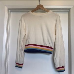 Cropped white sweater with a pop of colour.